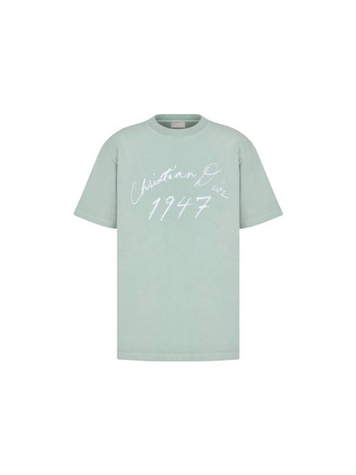 Handwriting Logo Short Sleeve T-Shirt Blue Dior