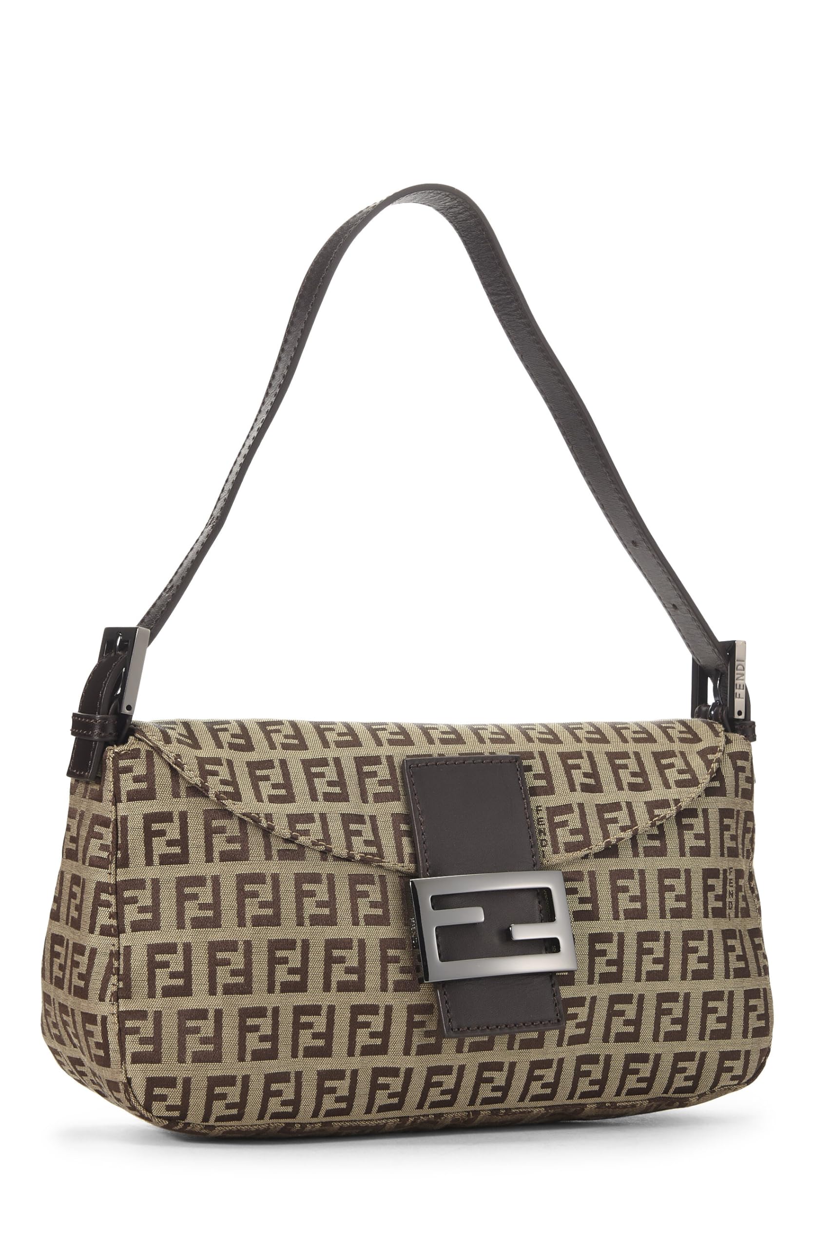 Fendi,  Beige Zucchino Canvas Shoulder Bag, Brown