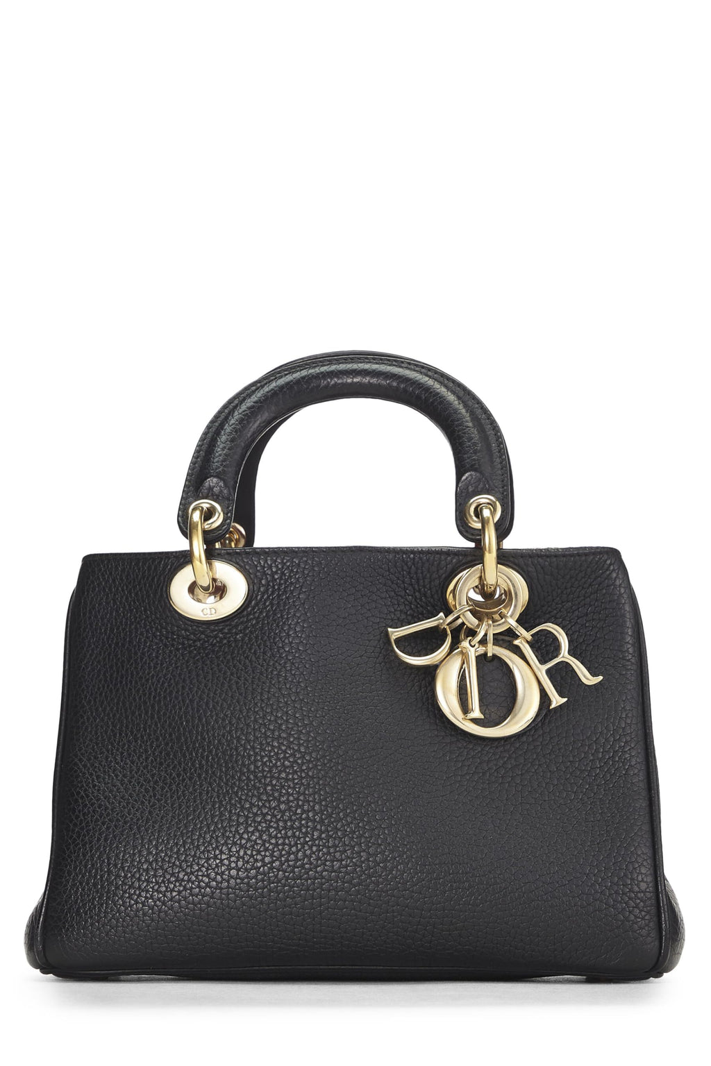 Dior,  Black Calfskin Diorissimo Handbag Mini, Black