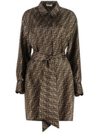 Fendi Twill Short Dress Brown