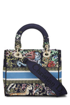 Dior,  Navy Embroidered Canvas Lady D-Lite Medium, Multi