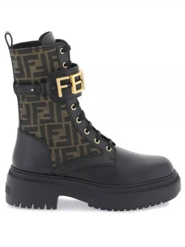 Fendi Fendigraphy Leather Worker Boots black Brown