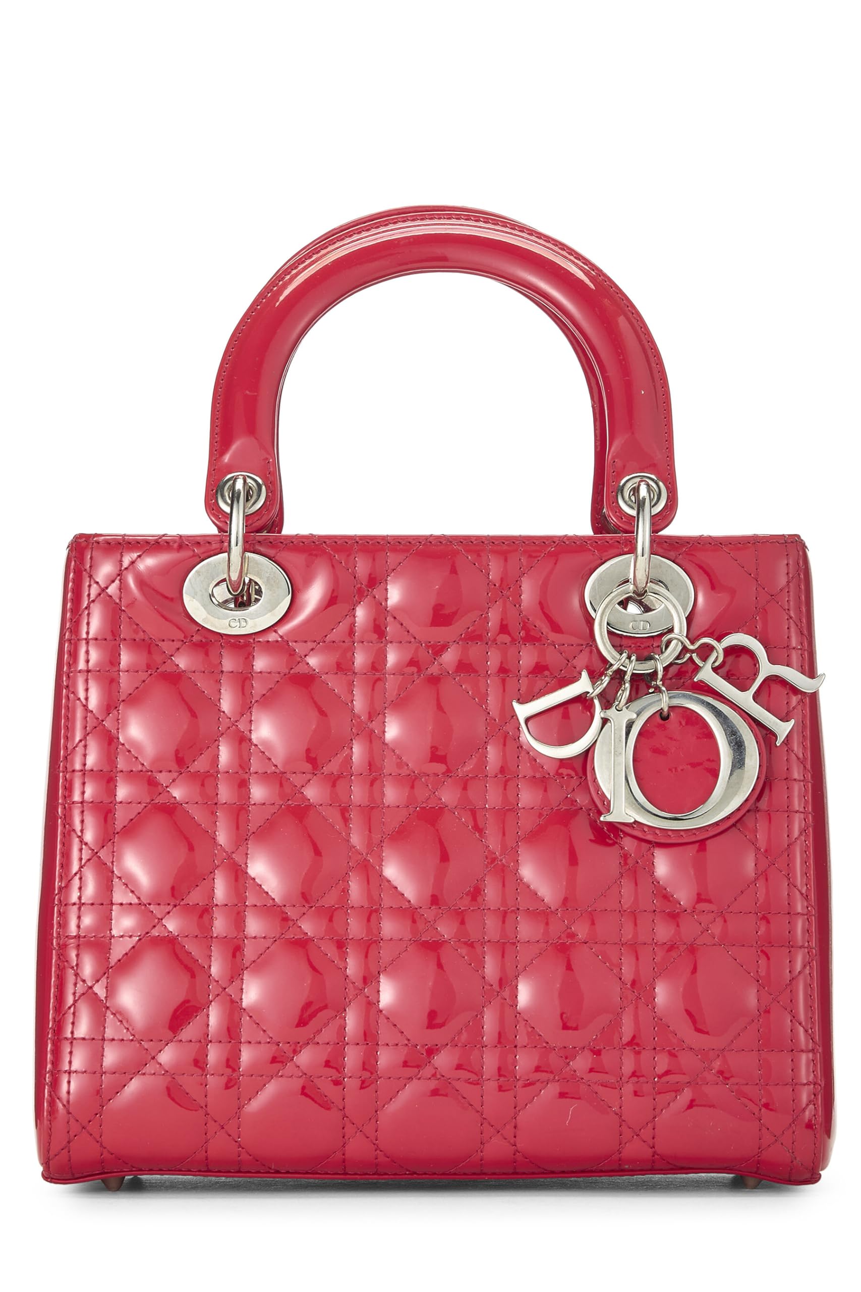 Dior,  Red Patent Leather Lady Dior Medium, Pink