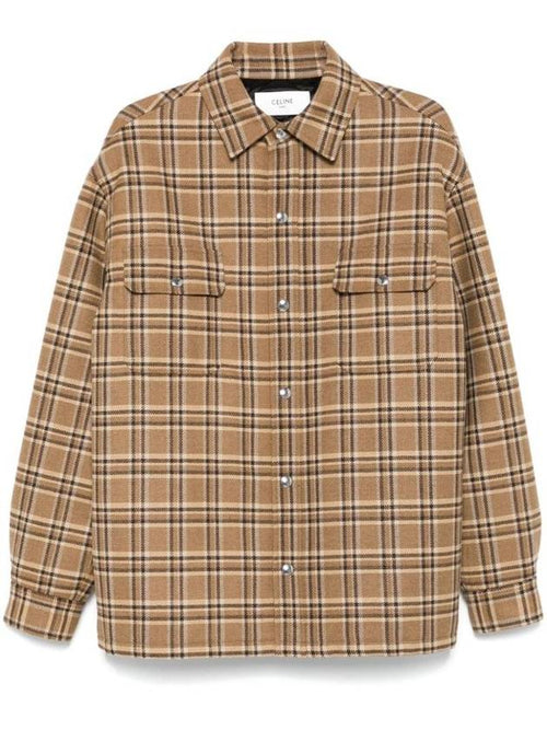 CELINE Check Overshirt Jacket Camel