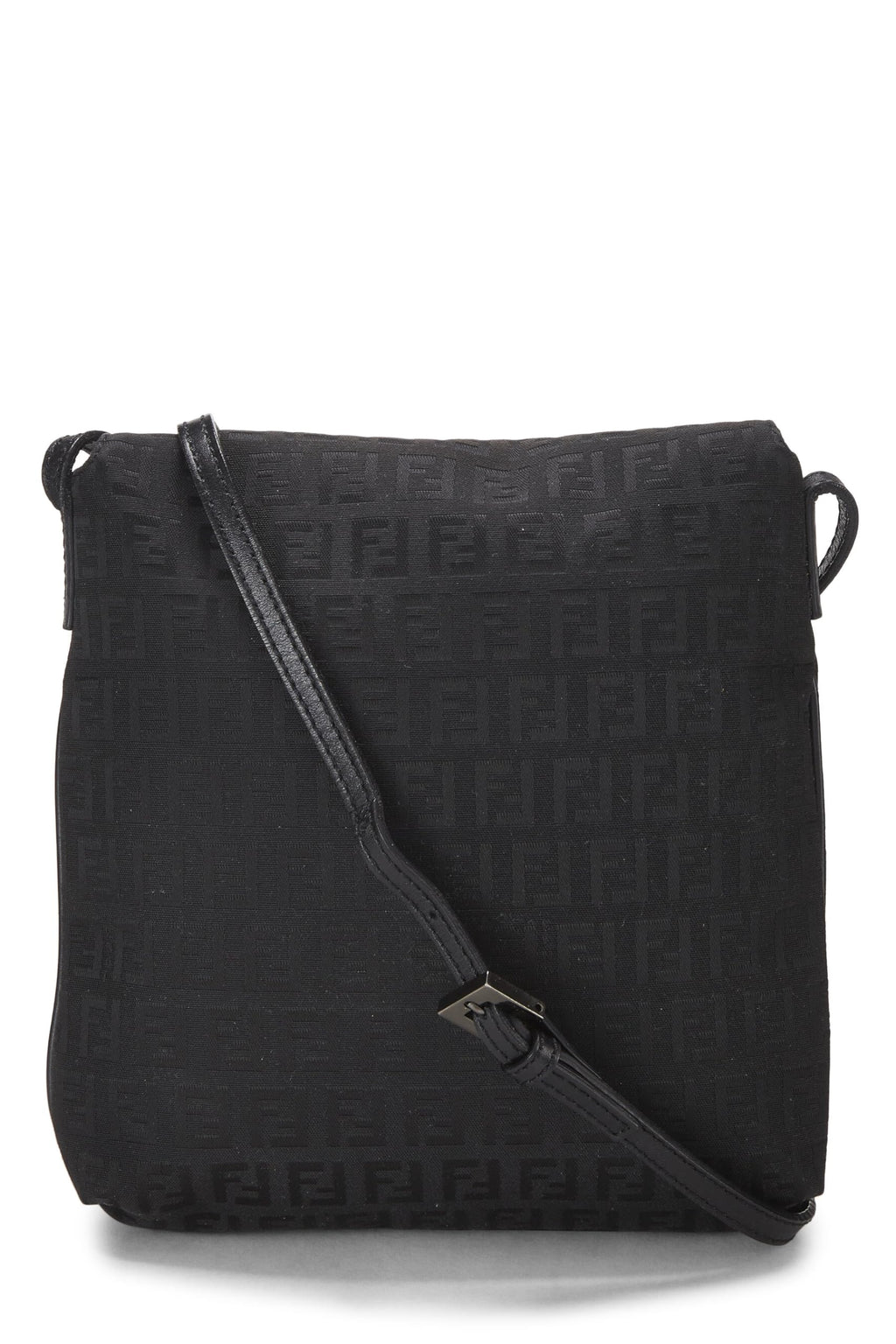 Fendi,  Black Zucchino Canvas Tube Messenger Small, Black