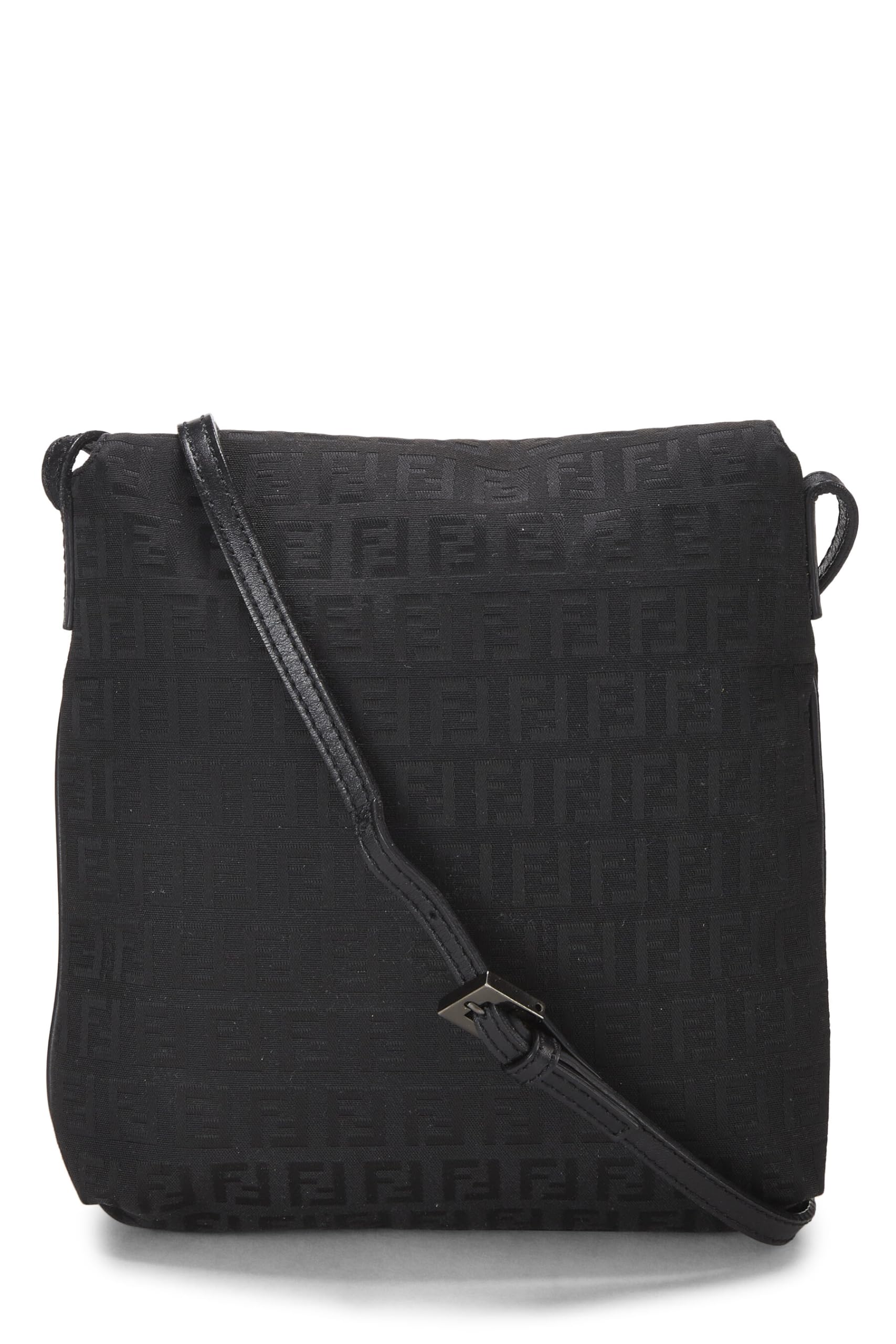 Fendi,  Black Zucchino Canvas Tube Messenger Small, Black