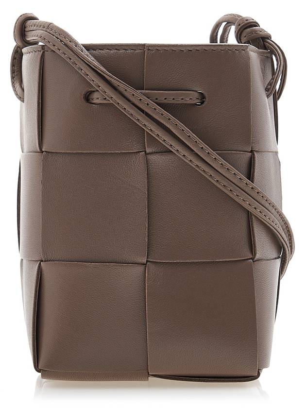 Bottega Veneta Intrecciato Cassette Small Bucket Bag Taupe Grey