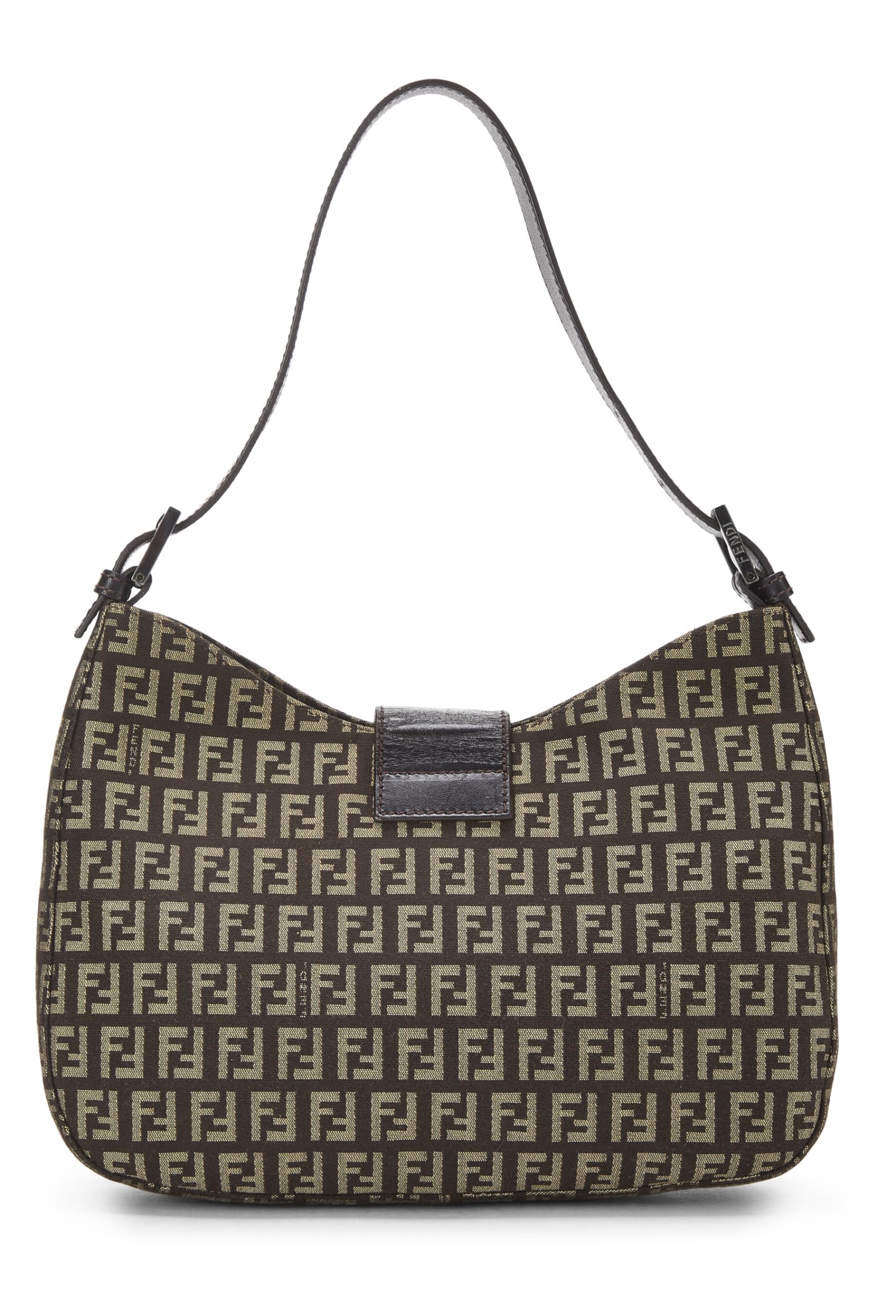 Fendi,  Brown Zucchino Canvas Shoulder Bag, Brown