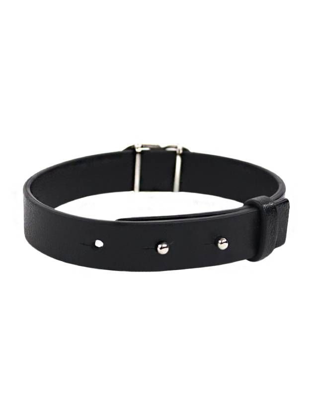 Silver CD Icon Leather Bracelet Black Dior