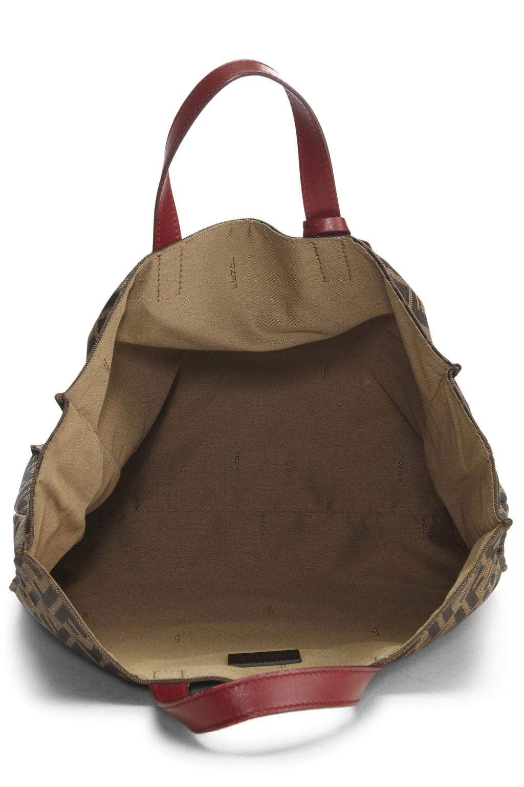Fendi,  Brown Zucca Canvas Vertical Tote Medium, Red