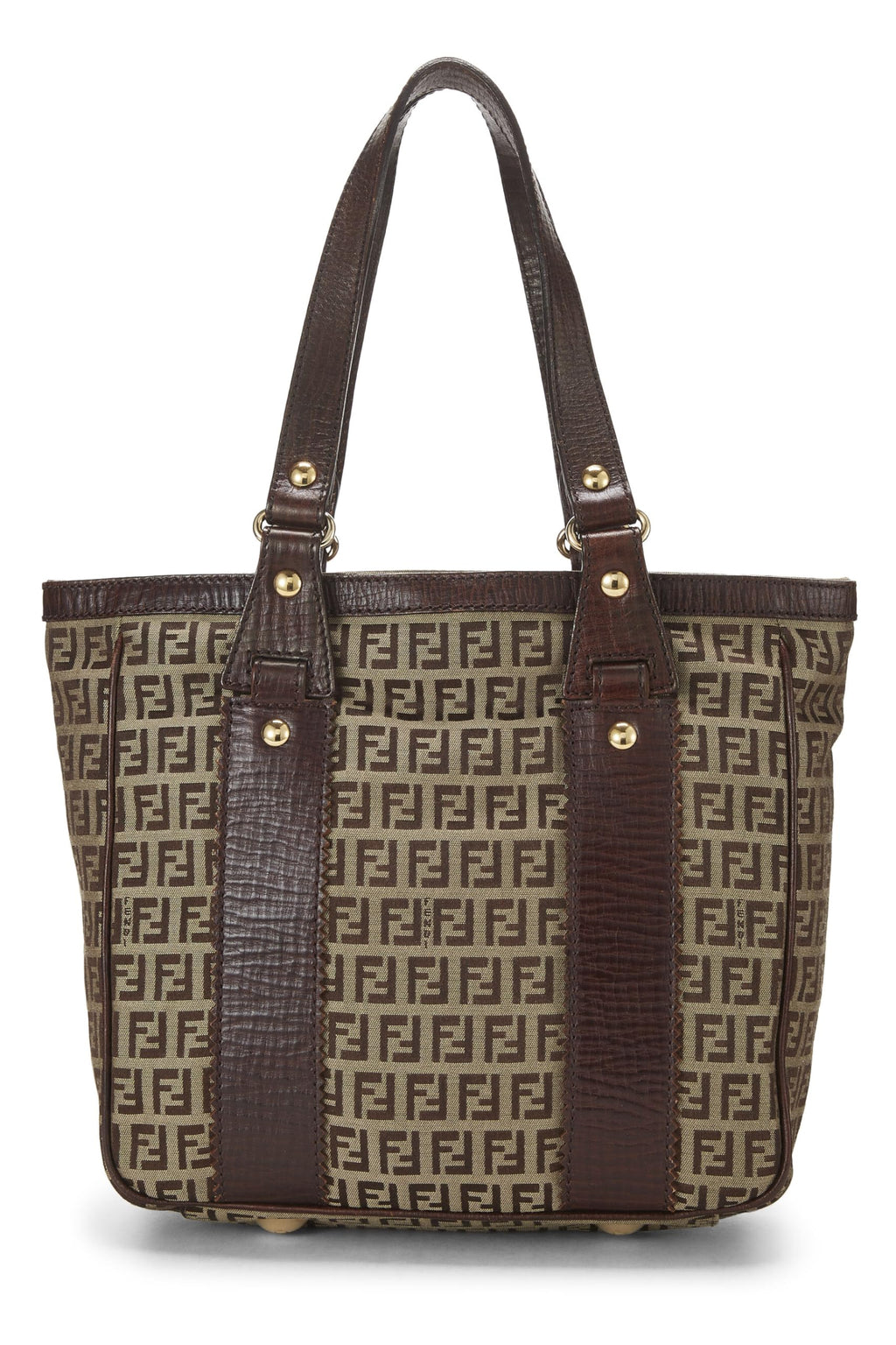 Fendi,  Brown Zucchino Canvas Tote Small, Brown