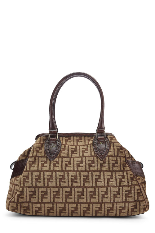Fendi,  Brown Zucca Velour Bag Du Jour Medium, Brown
