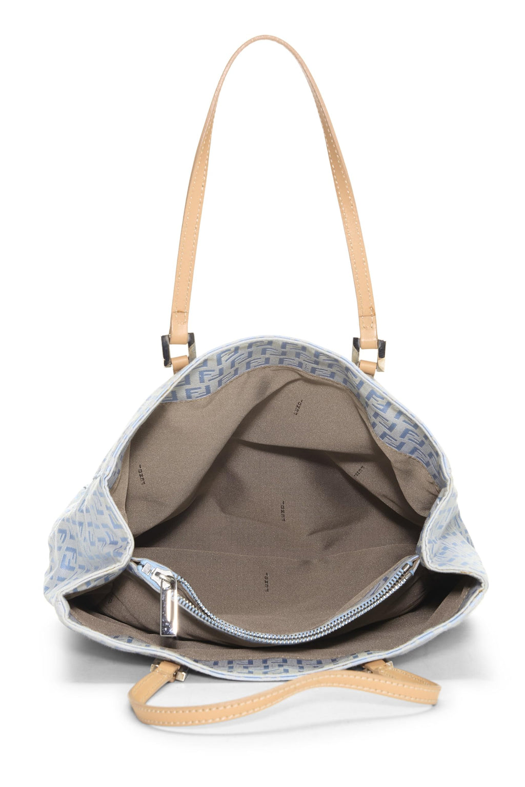 Fendi,  Blue Zucchino Canvas Vertical Tote Small, Blue