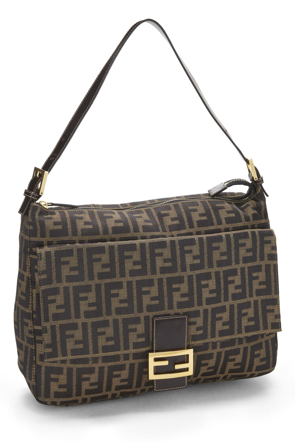 Fendi,  Brown Zucca Canvas Shoulder Bag Large, Brown