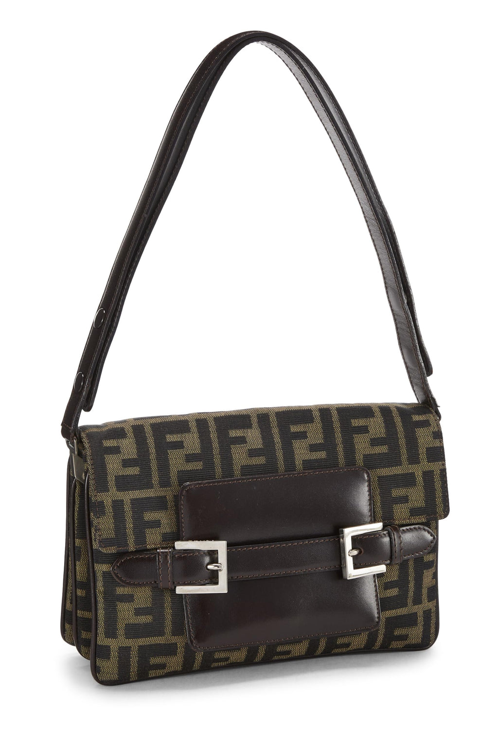 Fendi,  Brown Zucca Canvas Shoulder Bag, Brown