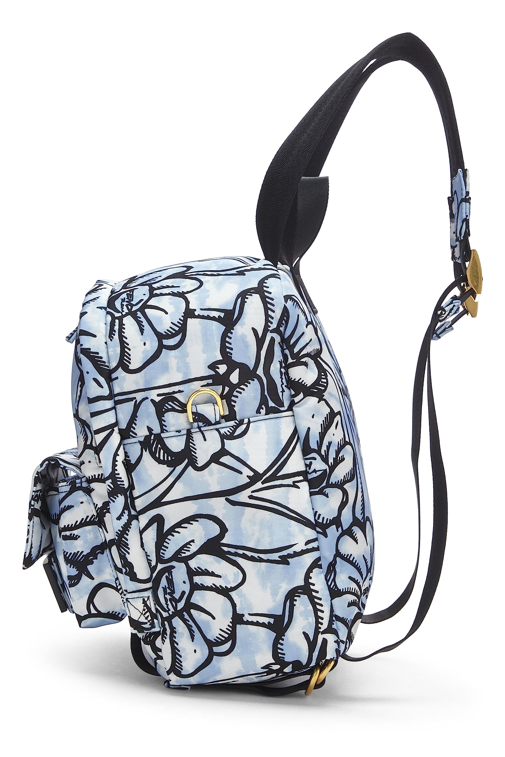 Fendi,  Blue & Black Nylon Printed Backpack Small, Multi