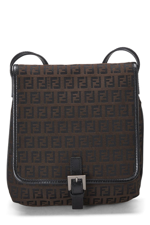 Fendi,  Brown Zucchino Canvas Crossbody Small, Brown