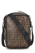 Fendi,  Black & Brown Zucca Coated Canvas Crossbody Bag, Black