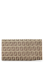Fendi,  Beige Zucchino Canvas Contential Wallet, Beige
