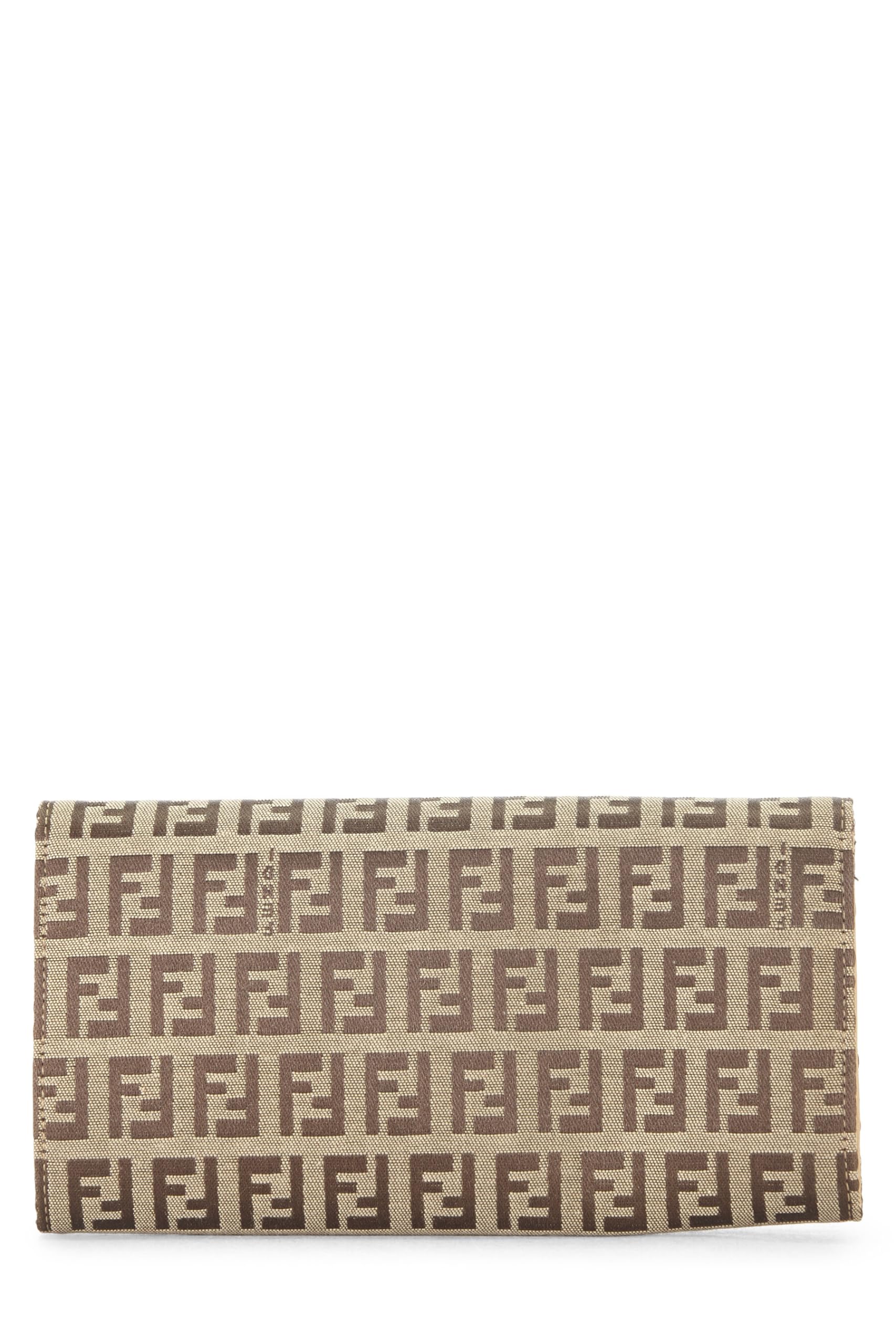 Fendi,  Beige Zucchino Canvas Contential Wallet, Beige