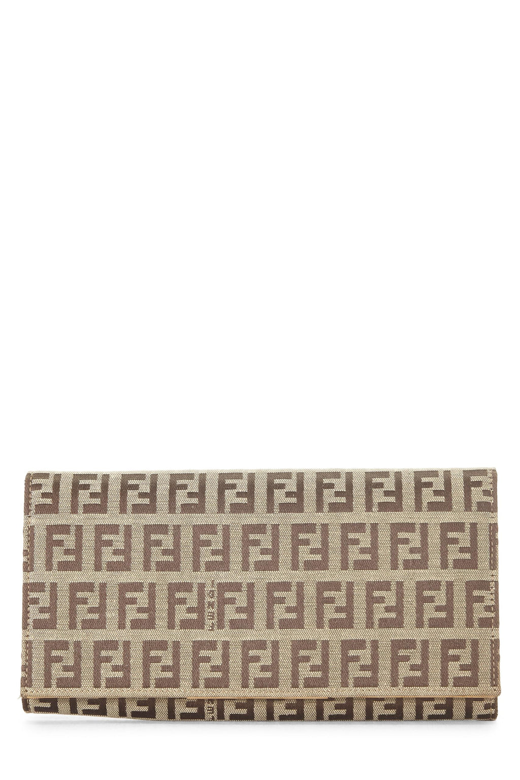 Fendi,  Beige Zucchino Canvas Contential Wallet, Beige