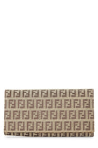 Fendi,  Beige Zucchino Canvas Contential Wallet, Beige