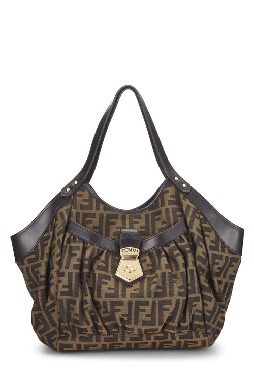 Fendi,  Brown Zucca Canvas Chef Pocket Tote Large, Brown