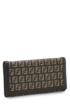 Fendi,  Brown Zucchino Canvas Long Wallet, Brown