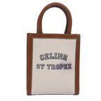 CELINE Mini Vertical Cabas Hand Bag Canvas 2way White Auth 82073