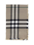 Burberry Raw Cut Checked Wool Scarf Brown