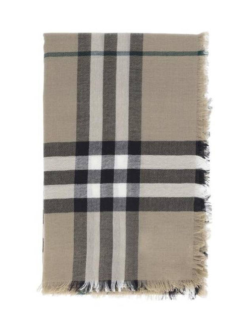 Burberry Raw Cut Checked Wool Scarf Brown
