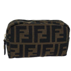 FENDI Zucca Canvas Pouch Brown Black gold82115