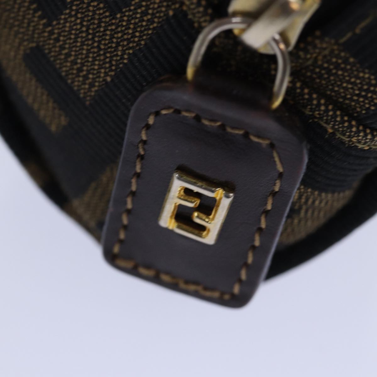 FENDI Zucca Canvas Pouch Brown Black gold82115
