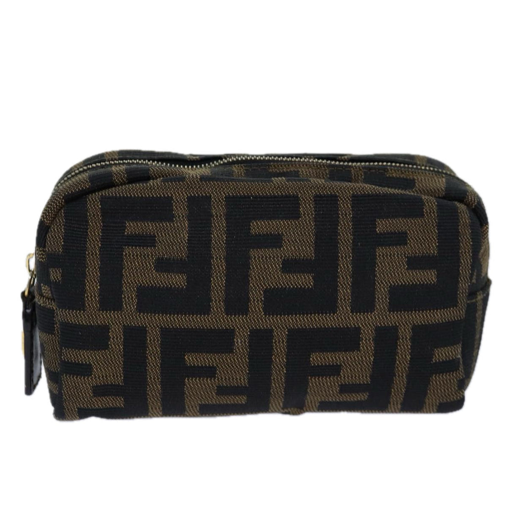 FENDI Zucca Canvas Pouch Brown Black gold82115