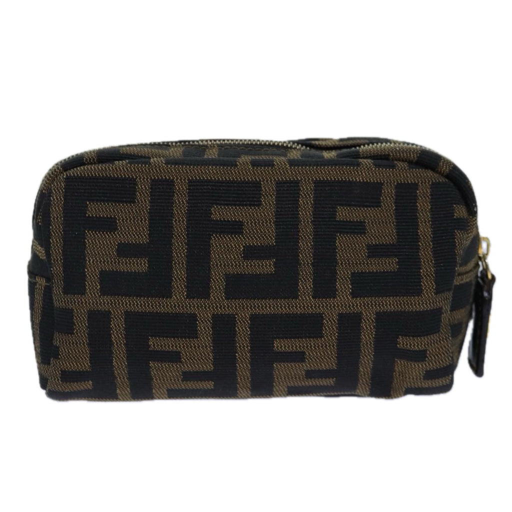 FENDI Zucca Canvas Pouch Brown Black gold82115