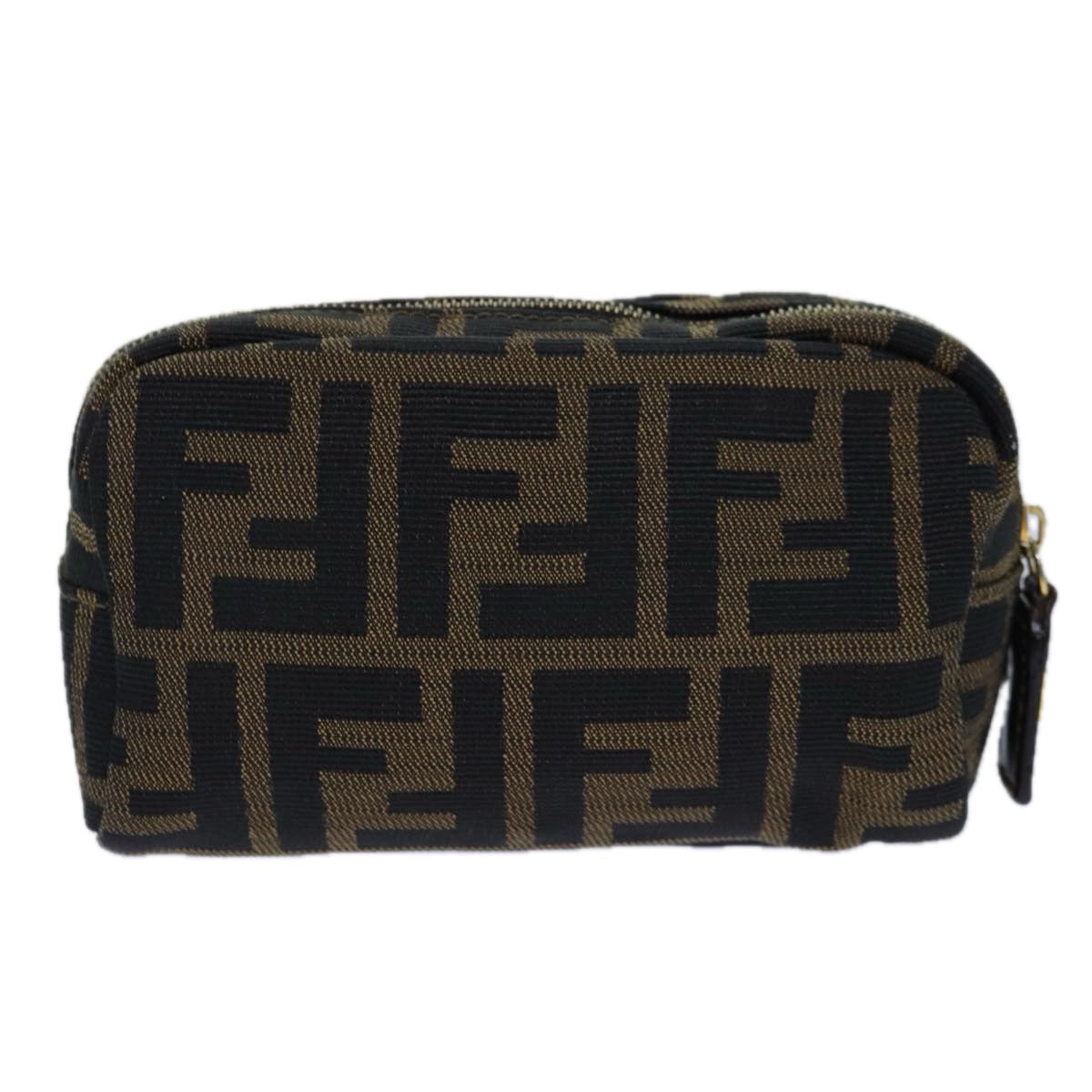 FENDI Zucca Canvas Pouch Brown Black gold82115