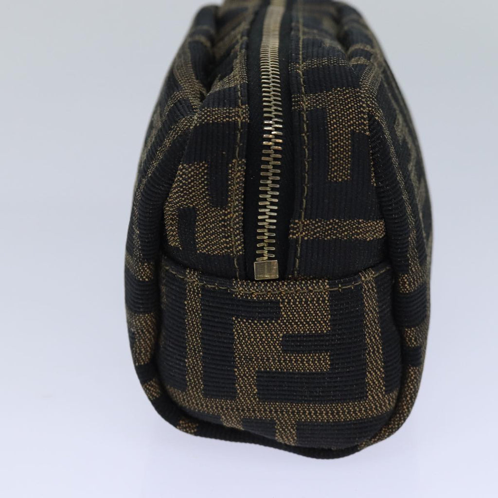 FENDI Zucca Canvas Pouch Brown Black gold82115