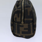 FENDI Zucca Canvas Pouch Brown Black gold82115