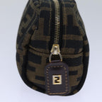 FENDI Zucca Canvas Pouch Brown Black gold82115