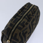 FENDI Zucca Canvas Pouch Brown Black gold82115