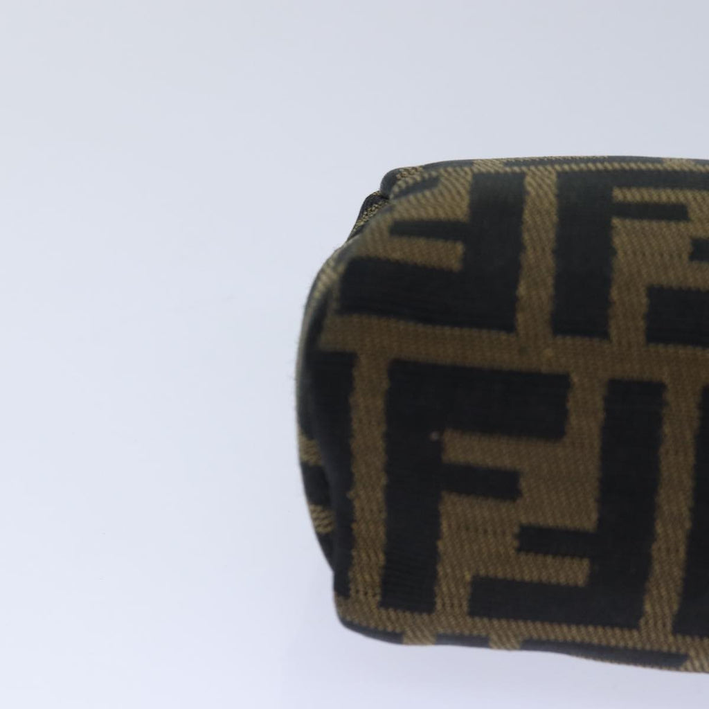 FENDI Zucca Canvas Pouch Brown Black gold82115