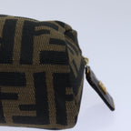 FENDI Zucca Canvas Pouch Brown Black gold82115