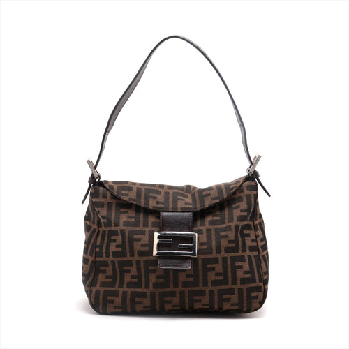 Fendi Zucca Canvas x Leather Shoulder Bag Brown