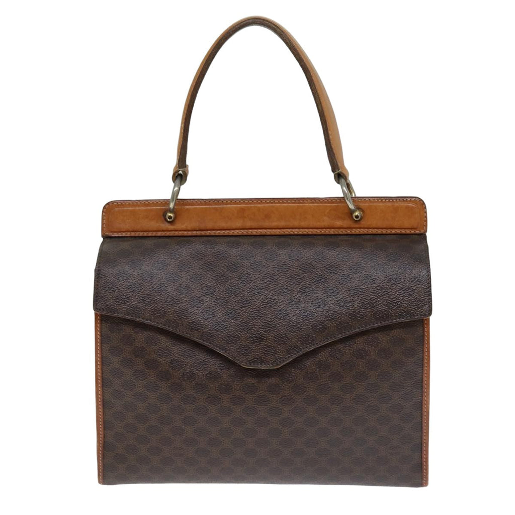 CELINE Macadam Canvas Hand Bag PVC Leather 2way Brown Auth 82218