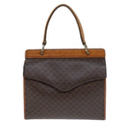 CELINE Macadam Canvas Hand Bag PVC Leather 2way Brown Auth 82218