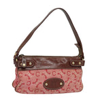 CELINE C Macadam Canvas Shoulder Bag Pink Auth 82246