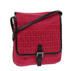 FENDI Zucchino Canvas Shoulder Bag Red 8BT05282253