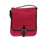 FENDI Zucchino Canvas Shoulder Bag Red 8BT05282253