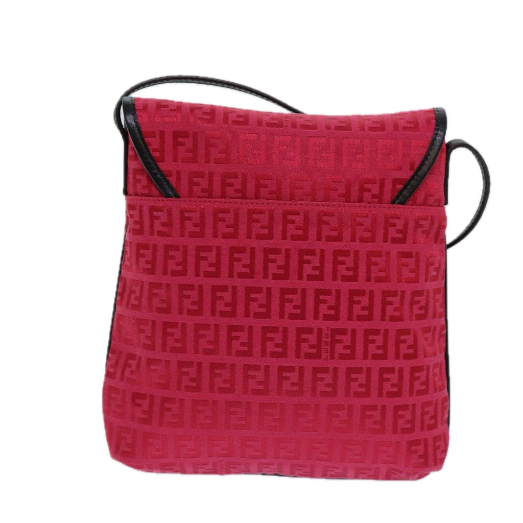 FENDI Zucchino Canvas Shoulder Bag Red 8BT05282253
