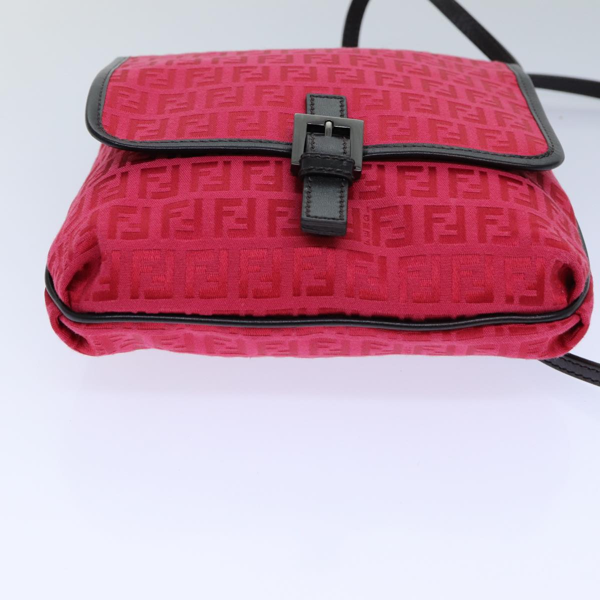 FENDI Zucchino Canvas Shoulder Bag Red 8BT05282253